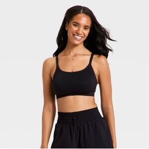 Women's Seamless Light Support Cami Sports Bra - All In Motion Black L